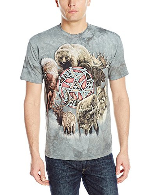 The Mountain Animal Spirit Circle Adult TShirt Green Small The Mountain Animal Spirit Circle Adult TShirt Green Small