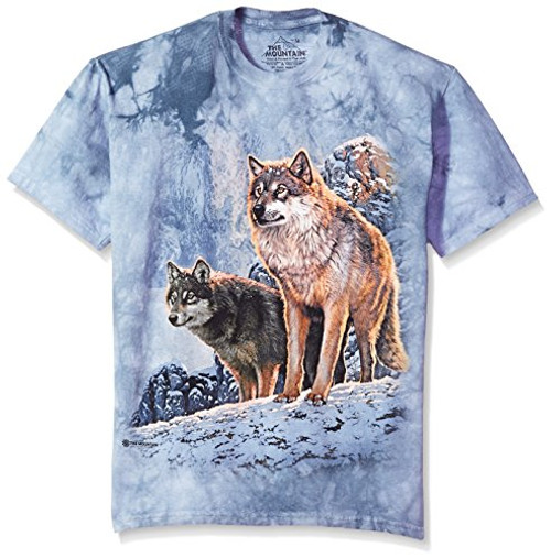 The Mountain Wolf Couple Sunset Adult TShirt Blue 2XL