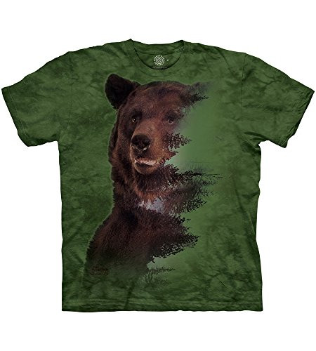 The Mountain Brown Bear Forest Adult TShirt Green Small
