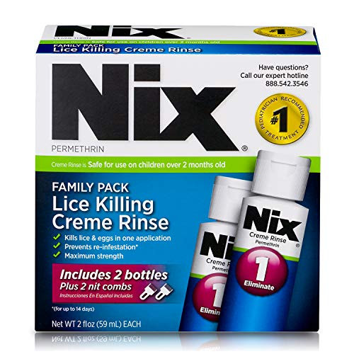 Nix Lice Killing Creme Rinse  Family Pack  Nit Combs  2 FL OZ Each