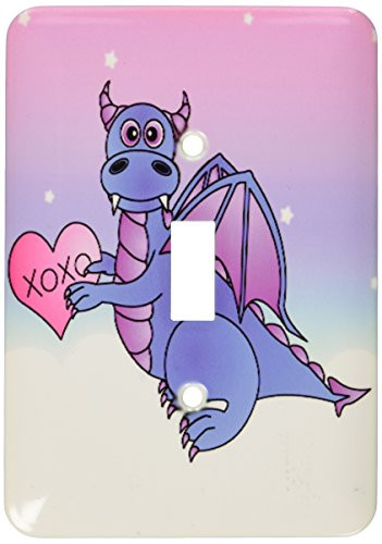 3dRose lsp_6092_1 Blue Dragon Heart XOXO Single Toggle Switch Multicolor