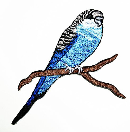 HHO Blue Parrots psittacines Bird Animal Kid Patch Embroidered DIY Patches Cute Applique Sew Iron on Kids Craft Patch for Bags Jackets Jeans Clothes