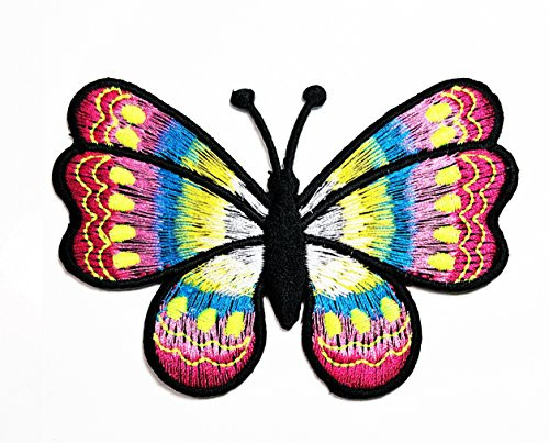 HHO Colorful Butterfly Insect Boho Hippie Retro Love Peace Patch Embroidered DIY Patches Cute Applique Sew Iron on Kids Craft Patch for Bags Jackets Jeans Clothes