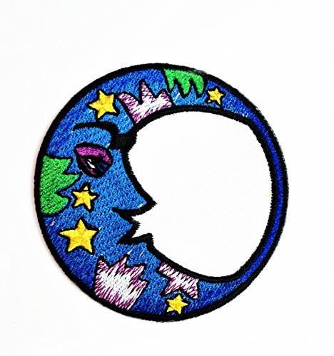 HHO Magic moon Peace Logo Hippie Retro Patch Embroidered DIY Patches Cute Applique Sew Iron on Kids Craft Patch for Bags Jackets Jeans Clothes