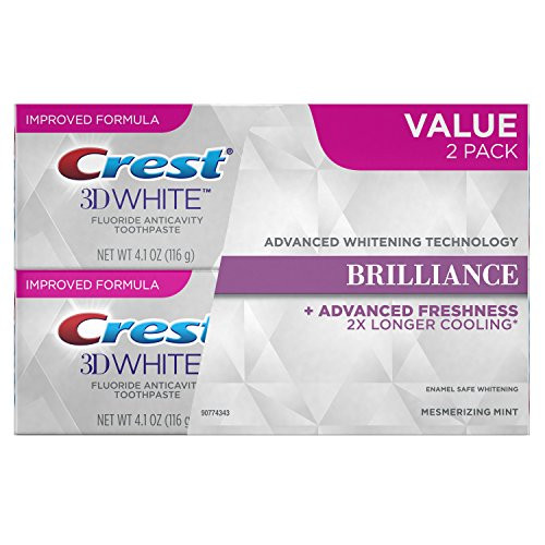 Crest 3D White Brilliance Fluoride Anticavity Teeth Whitening Toothpaste Mesmerizing Mint 41oz each Twin Pack