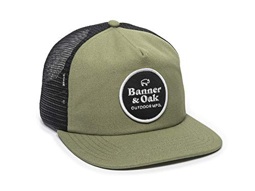 Home Free Circle Scout Patch Trucker Hat  Adjustable Baseball Cap wPlastic Snapback Closure Olive