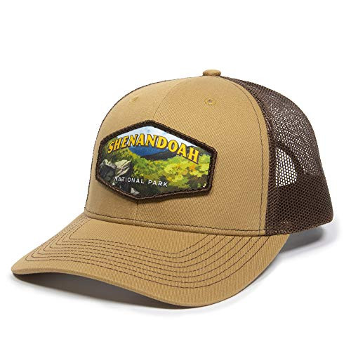 Shenandoah National Park Series Scout Patch Mesh Back Trucker Hat  Adjustable Snapback Baseball Cap for Men  Women