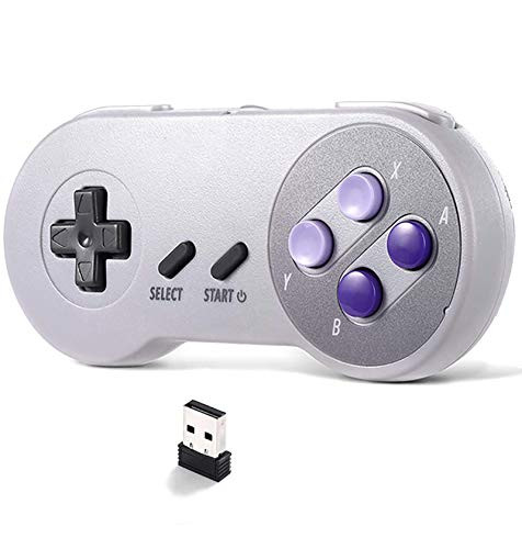suily Wireless USB Controller for SNES NES Emulator 24GHz USB Gamepad Classic Game Controller Joypad for Windows Laptop PC Mac Raspberry PI System 1 Pack