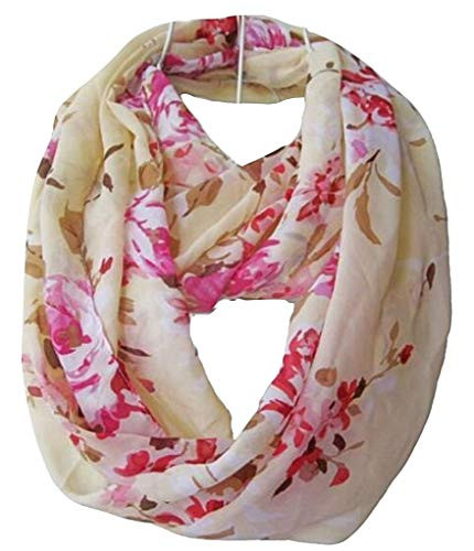 Tapp C Multicolor Floral Print Infinity Scarf  Cream