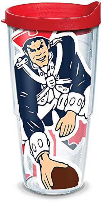 Tervis 1085216 NFL New England Patriots Colossal Tumbler with Wrap and Red Lid 24oz, Clear Tervis 1085216 NFL New England Patriots Colossal Tumbler with Wrap and Red Lid 24oz, Clear