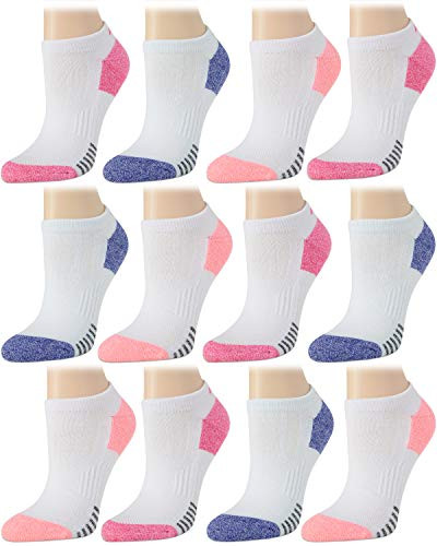 Avia Womens Pro Tech Performance Moisture Wicking Athletic No Show Socks 12 Pack Shoe Size 410 WhitePink