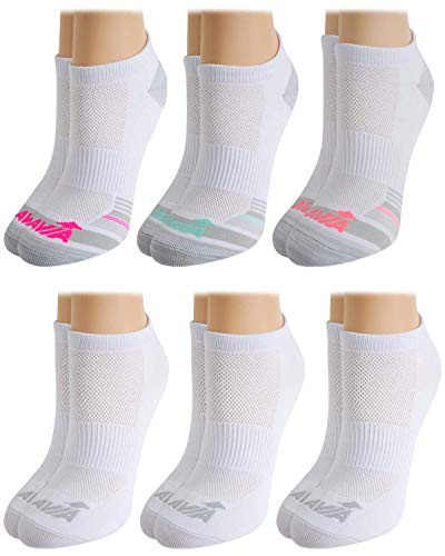 Avia Womens Pro Tech Performance Moisture Wicking Athletic No Show Socks 6 Pack Size Shoe Size 410 Formal White