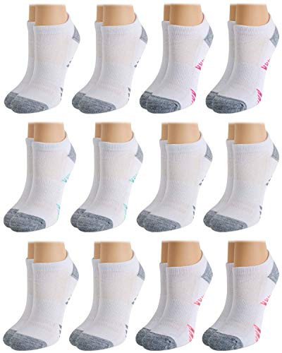 Avia Womens Performance Half Cushion Mesh Vent No Show Socks 12 Pack White Shoe Size 410