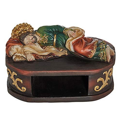 Autom Sleeping St Joseph with Shelf Base for Rosary Saint Statue 6 Inch