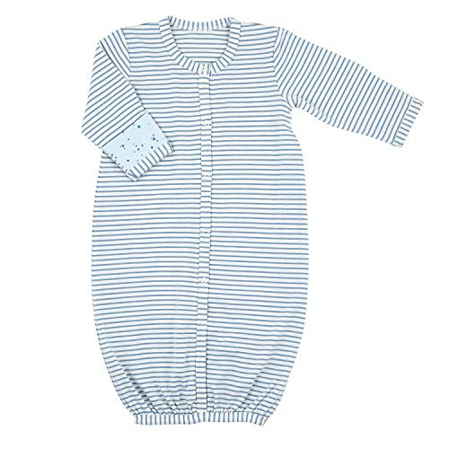 Stephan Baby Stripey Knit Collection SnapFront Gown Blue  White Stripes with Geo Print Newborn