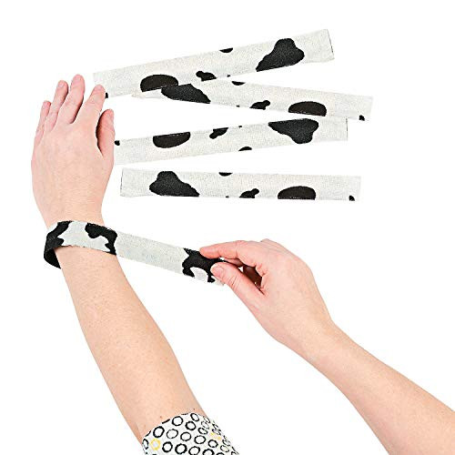 Fun Express  Cow Print Slap Bracelet for Party  Jewelry  Bracelets  Slap Bracelets  Party  12 Pieces White