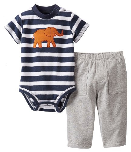 Carters Baby Boys 2 Piece Striped Bodysuit and Pants Baby  Blue  6 Months