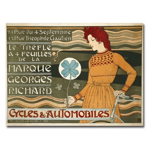 GerogesRichards Bycicles  Cars by Eugene Grasset 18x24Inch Canvas Wall Art