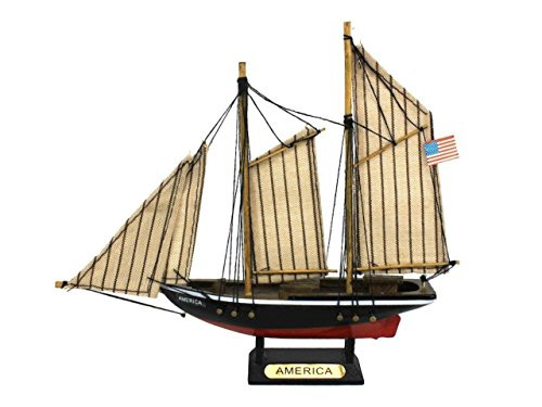 Hampton Nautical  America Decoration Wooden Model Sailboat, 7" Hampton Nautical  America Decoration Wooden Model Sailboat, 7"