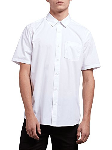 Volcom Mens Everett Solid Short Sleeve Shirt White Extra Small