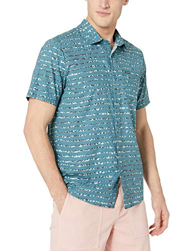 Volcom Mens Dot Stone Button Up Short Sleeve Shirt sea Navy Small
