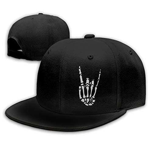 Rock N Roll Skeleton Hand Flat Bill Baseball Caps Adjustable Men Snapback Hats Black
