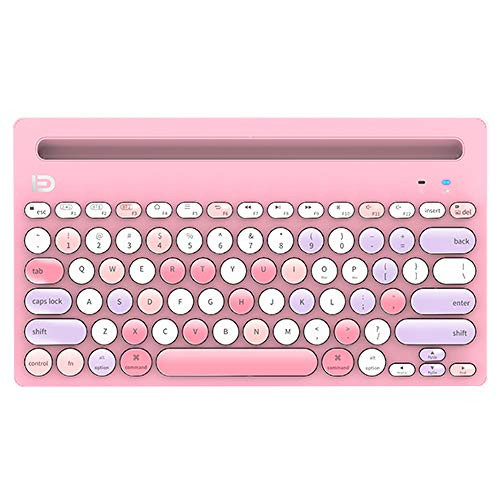 Wireless Bluetooth Keyboard Attoe Dual Mode MultiDevice Cute Portable Slim Wireless Keyboard with USB Nano 20m Connection Distance for Tablet PC Windows Android iOS Mac Pink