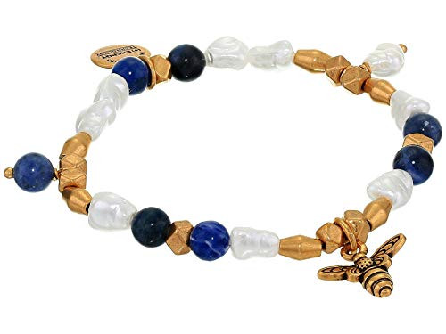 Alex and Ani Honey Bee Beaded Charm Stretch Bracelet One Size Shiny Gold