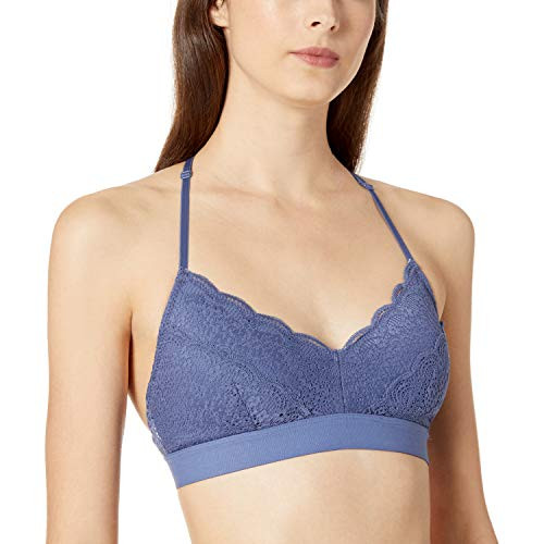 Amazon Brand  Mae Womens Galloon Lace Back Detail Bralette for AC cupsBlue IndigoSmall