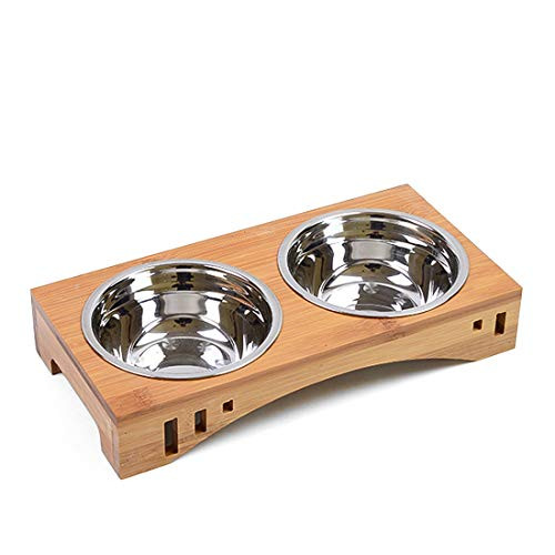 Pet Raised Bowl Dog Cat Food Water Bowl Pet Dishes Pet Feeder Pet Feeding Bowl with Detachable Raised Bamboo Stand Pet Food Feeder for Cats or Small Dogs Stainless Bowls Double Pet Raised Bowl Dog Cat Food Water Bowl Pet Dishes Pet Feeder Pet Feeding Bowl with Detachable Raised Bamboo Stand Pet Food Feeder for Cats or Small Dogs Stainless Bowls Double