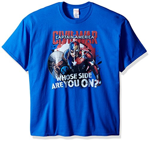 Marvel Mens Avengers Civil War Whose Side are You On TShirt Royal Medium