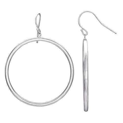 Ellen Tracy Sterling Silver Circle Drop Hoop Earrings
