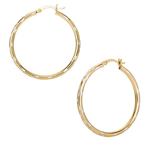 Ellen Tracy Fine Jewelry for Women Sterling Silver Two Tone Hoop Earrings