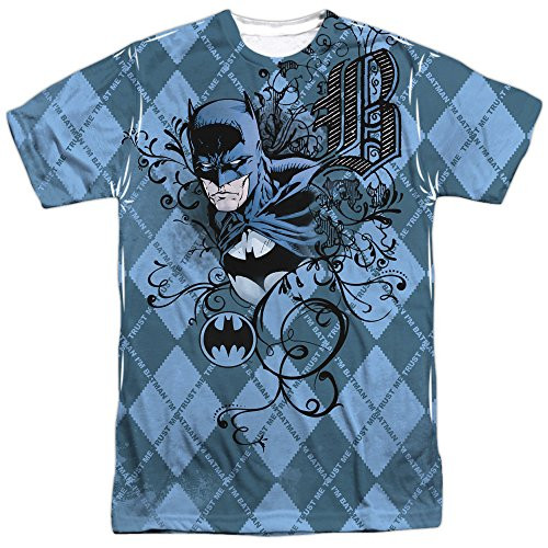 Trevco Mens Batman Double Sided Print Sublimated TShirt Batgyle White Large