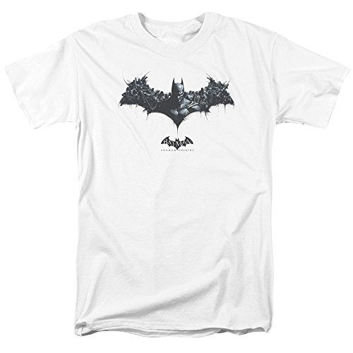 Trevco Mens Batman Arkham Origins Short Sleeve TShirt White Large