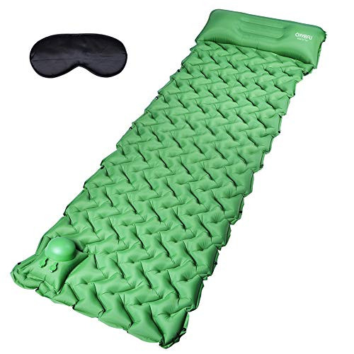 CHYBFU Camping Sleeping Pad with Builtin Pump Upgraded Ultralight Inflatable Camping Mat with Pillow for Backpacking Traveling Hiking Durable  Waterproof Self Inflating Sleeping Pad for Camping