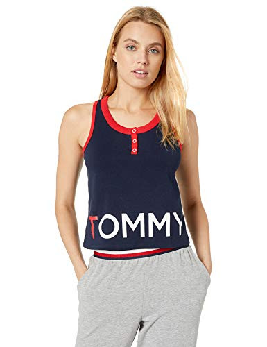Tommy Hilfiger Womens Sleep Tank Pajama Top Pj Navy Blazer Blue Small