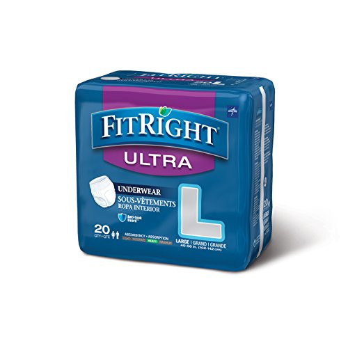 FitRight Ultra Adult Incontinence Underwear Heavy Absorbency Large 20 Count