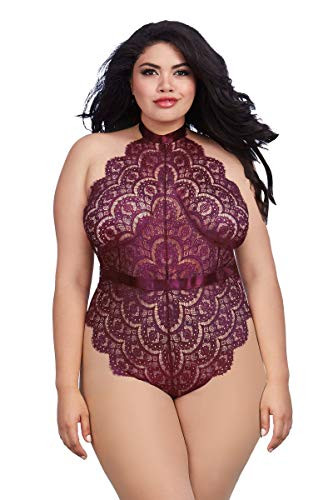 Dreamgirl Womens Plus Teddy Mulberry One Size Queen