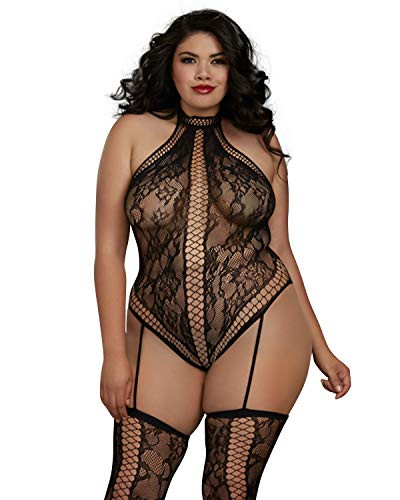 Dreamgirl Womens Plus Bodystockings Black One Size Queen