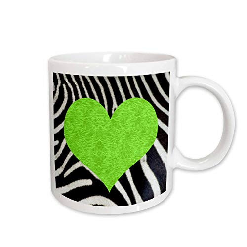 3dRose Punk Rockabilly Zebra Animal Stripe Green Heart Print Mug 11Ounce 3dRose Punk Rockabilly Zebra Animal Stripe Green Heart Print Mug 11Ounce