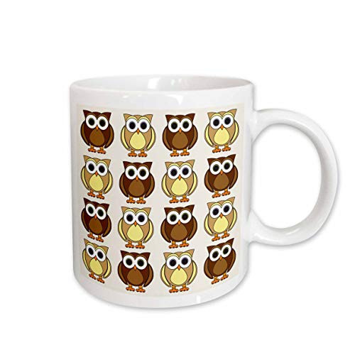 3dRose Cute Brown Owl Print Ceramic Mug 15Ounce