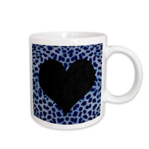 3dRose Punk Rockabilly Blue Cheetah Animal Print Black Heart Mug 11Ounce 3dRose Punk Rockabilly Blue Cheetah Animal Print Black Heart Mug 11Ounce