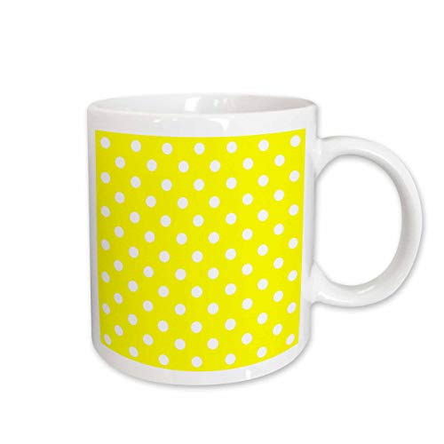 3dRose Yellow and White Polka Dot Print Mug 11Ounce