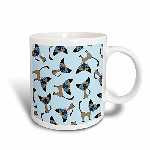 3dRose Siamese Cat Print Blue Mug 11Ounce 3dRose Siamese Cat Print Blue Mug 11Ounce