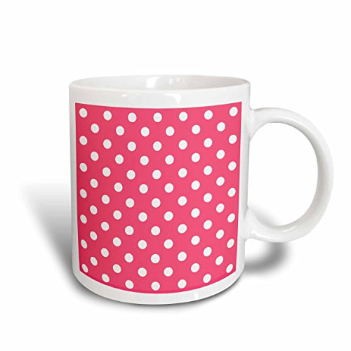 3dRose Pink and White Polka Dot Print Ceramic Mug 15Ounce