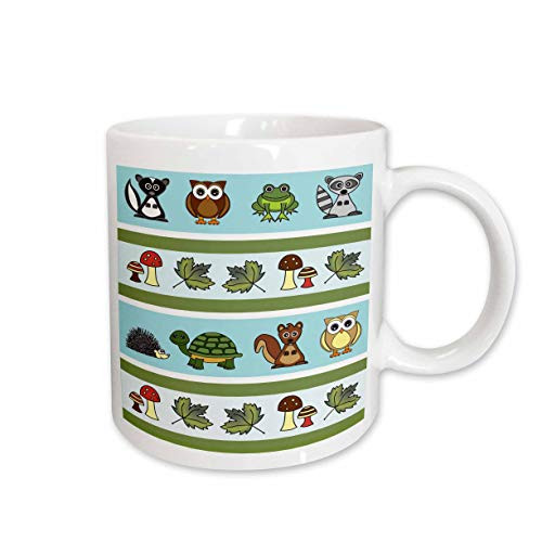 3dRose Cute Woodland Creatures Forest Print Ceramic Mug 11Ounce