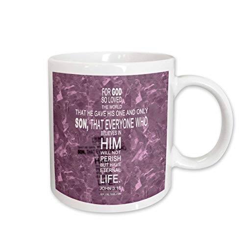 3dRose John16 Bible Verse in The Form of a Cross Rose Colored Granite print Ceramic Mug 11Oz