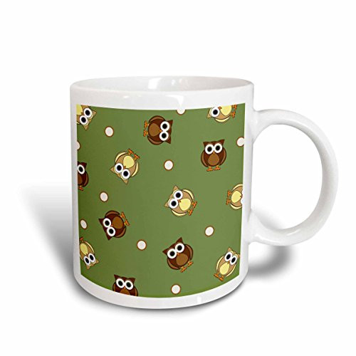 3dRose Cute Brown Owl and Dot Print Green Ceramic Mug 15Ounce 3dRose Cute Brown Owl and Dot Print Green Ceramic Mug 15Ounce