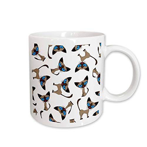 3dRose Siamese Cat Print White Ceramic Mug 15Ounce 3dRose Siamese Cat Print White Ceramic Mug 15Ounce
